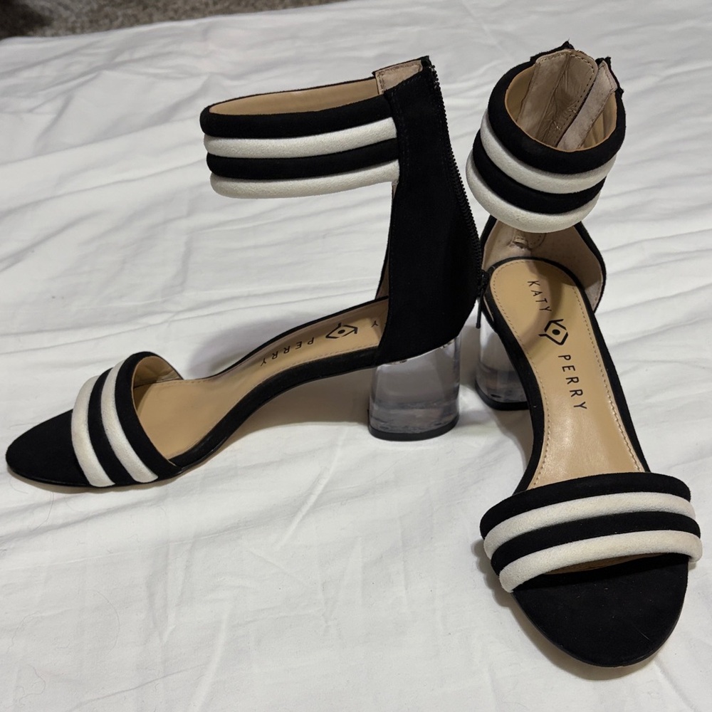 Katy Perry Collections Striped Black and White Heels